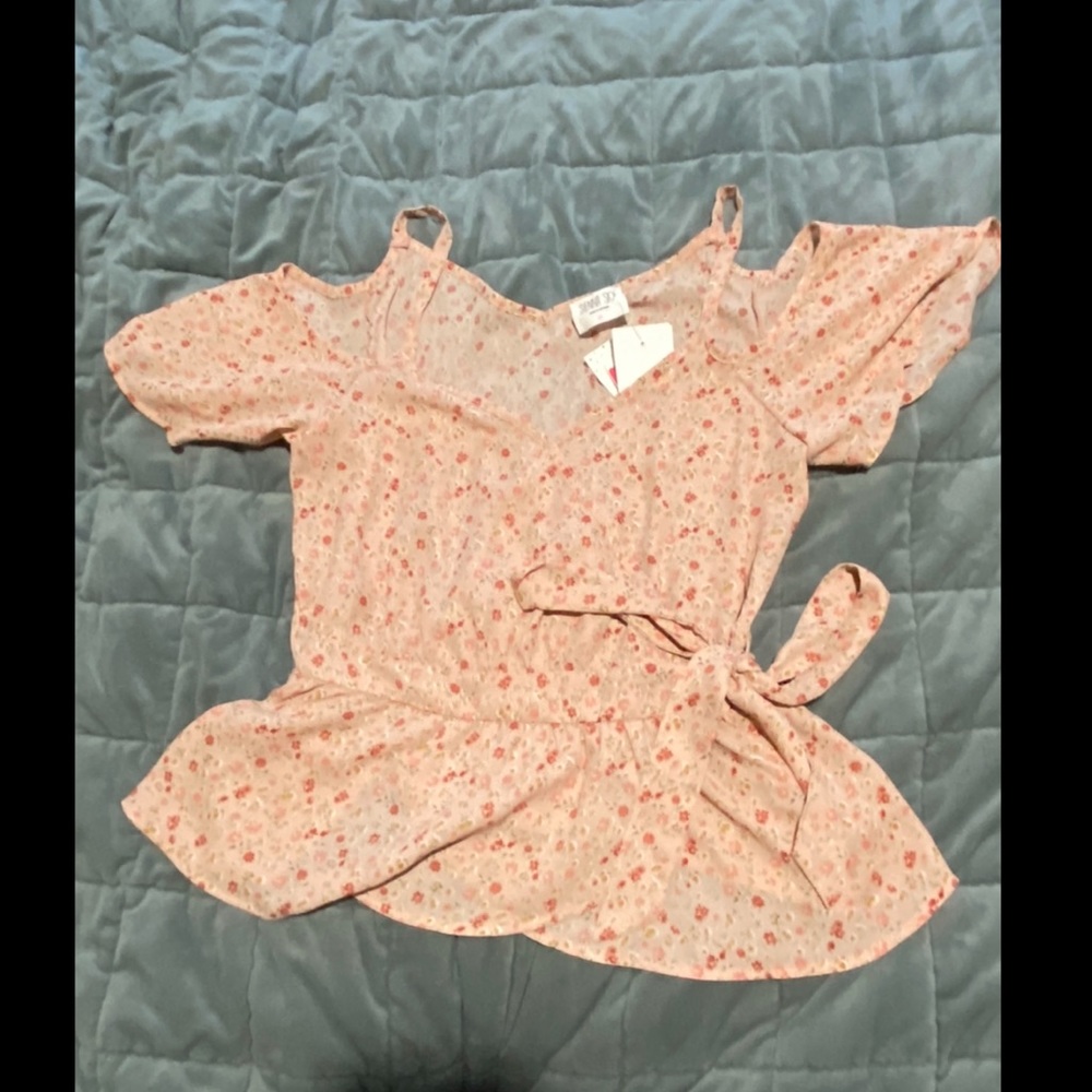 Pink and White Floral Blouse